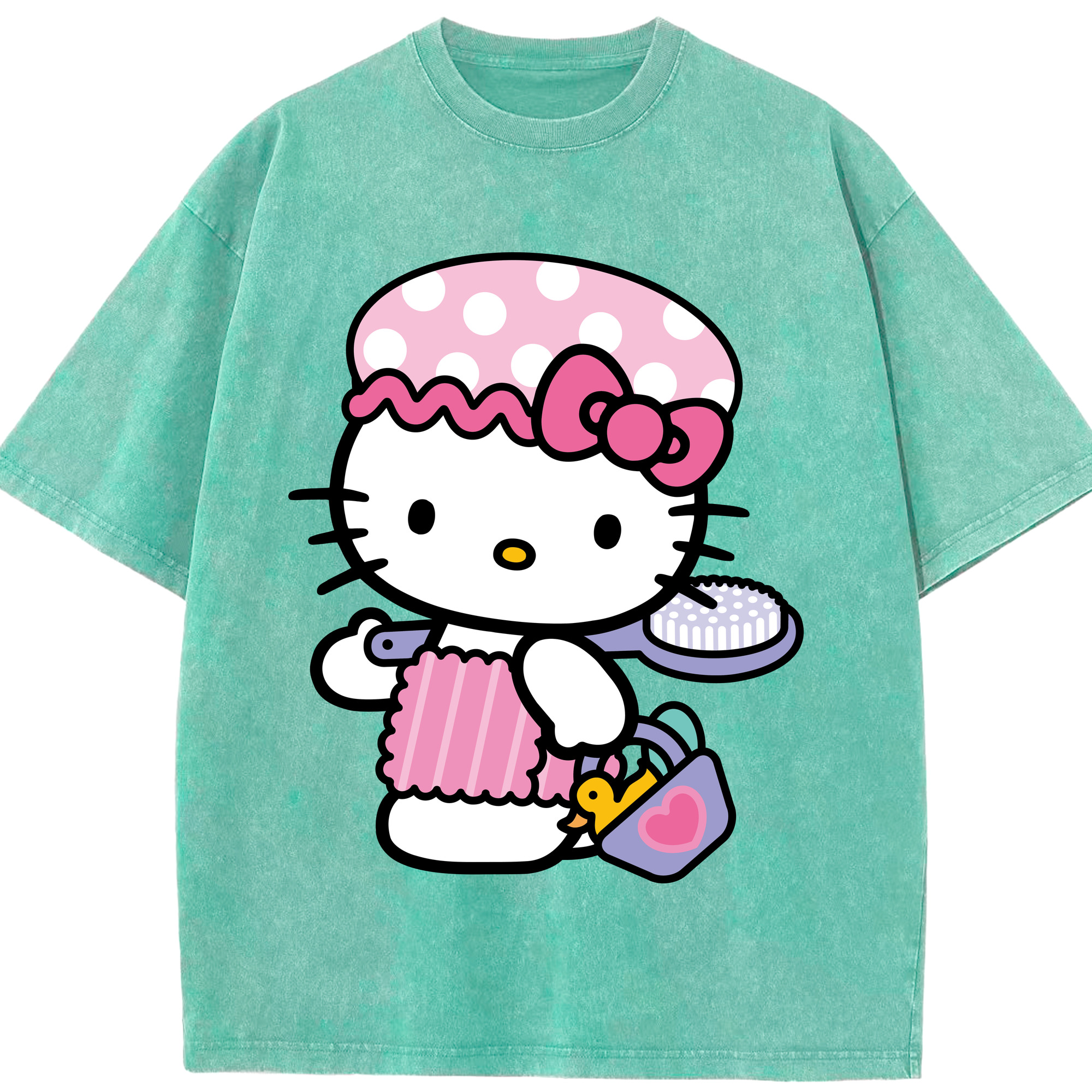 （画像用） Hello Kitty ハローキティ 綿100% ヴィンテージ風 半袖Tシャツ（フロントプリント）